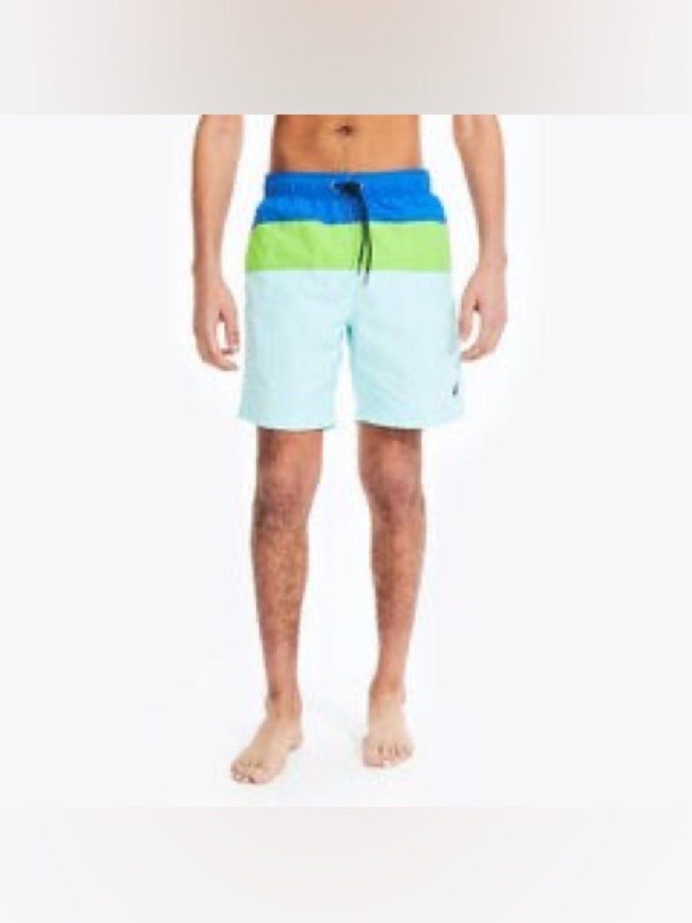 Nautica Blue, Lime & Light Aqua Colorblock Swim Trunks